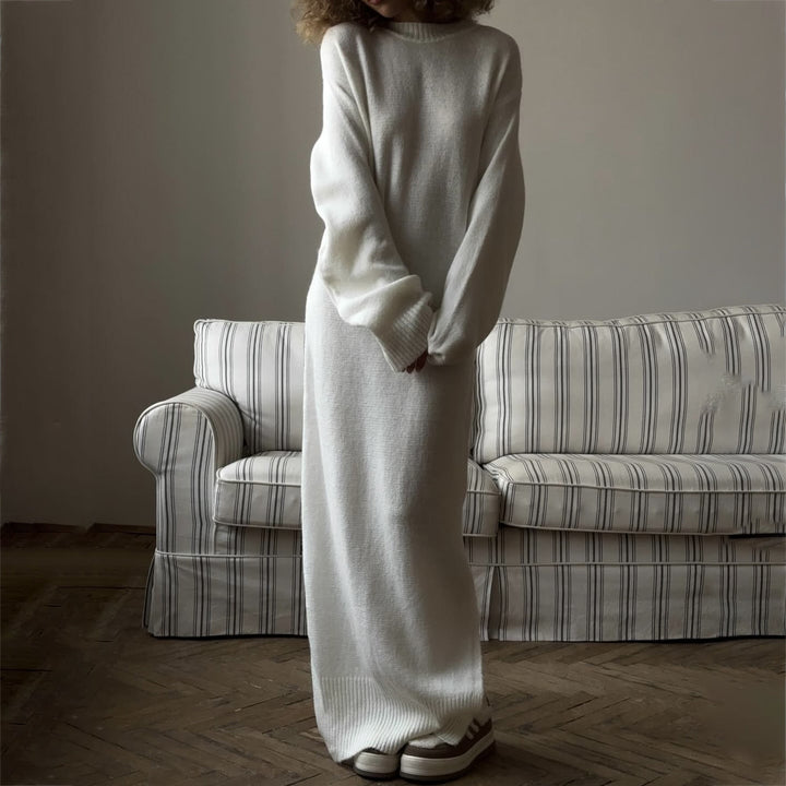 Damen Oversized Strickkleid mit langen Ärmeln und breitem Saum Drune