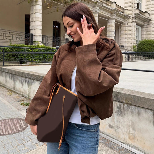 Damen Oversized Wildlederjacke Drune