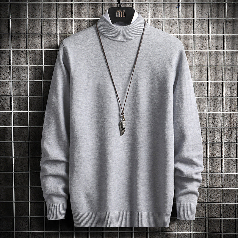 Herren nan Premium Stehkragenpullover aus feinem Baumwoll-Mix mit gerippten Bündchen und schmaler Silhouette Drune