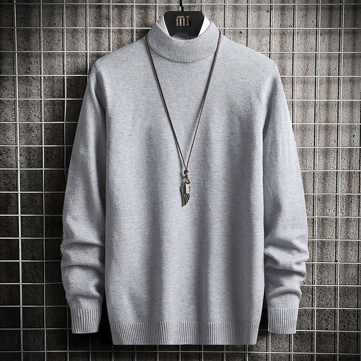 Herren nan Premium Stehkragenpullover aus feinem Baumwoll-Mix mit gerippten Bündchen und schmaler Silhouette Drune
