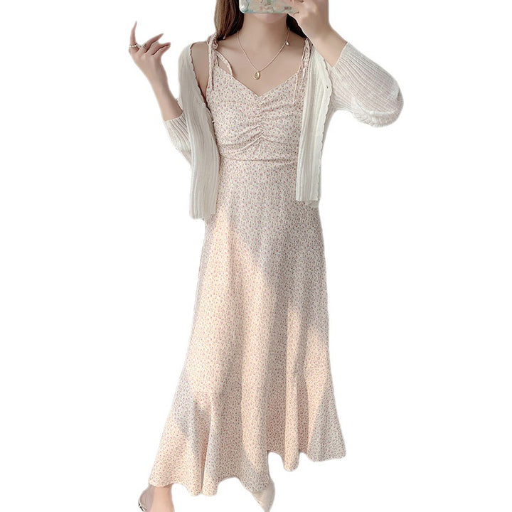 Damen Sommerkleid mit geflochtenen Trägern und Rüschendetails Drune