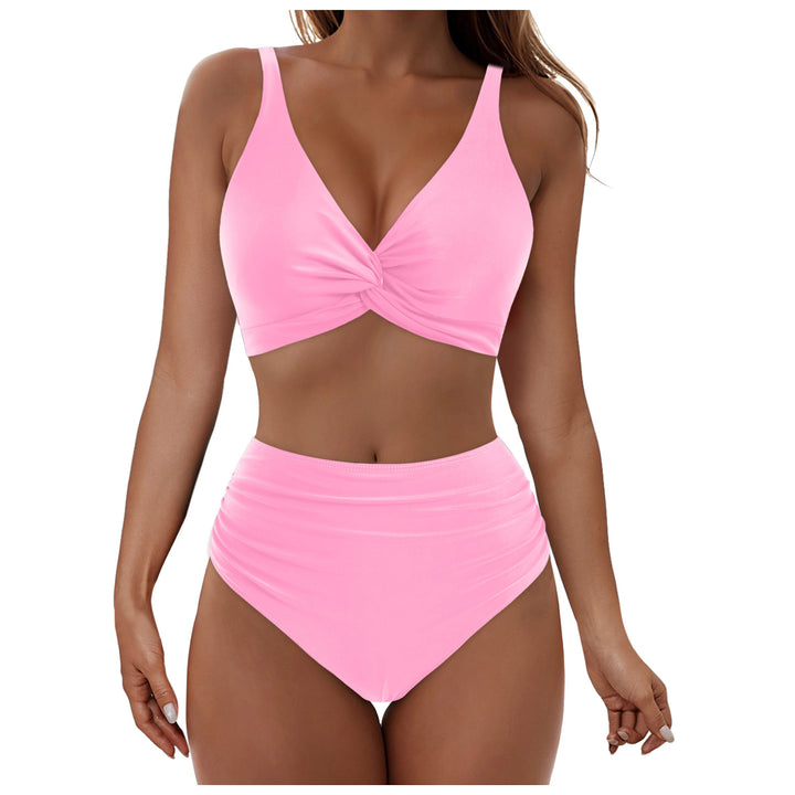 Damen Hochtailliertes Bikini-Set mit elegantem Wickeloberteil Drune