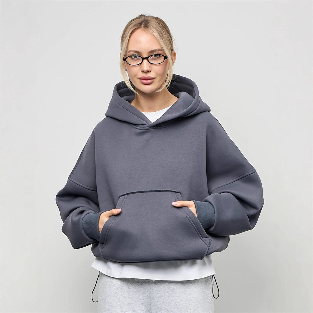 Damen oversized Kapuzenpullover mit seitlichen Taschen und lässigem Schnitt Drune