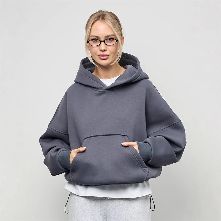 Damen oversized Kapuzenpullover mit seitlichen Taschen und lässigem Schnitt Drune