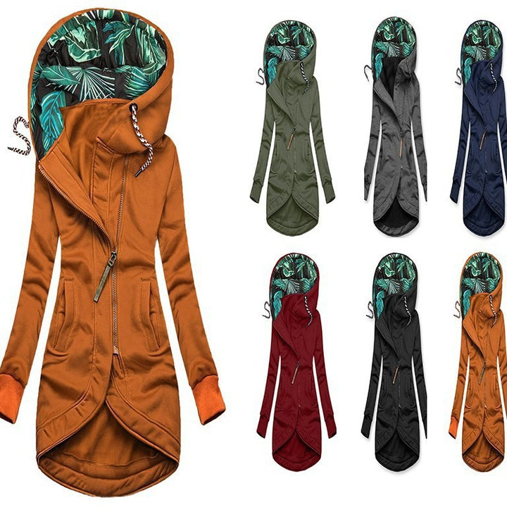 Damen lange Kapuzenjacke mit modernem Schnitt und praktischen Taschen Drune
