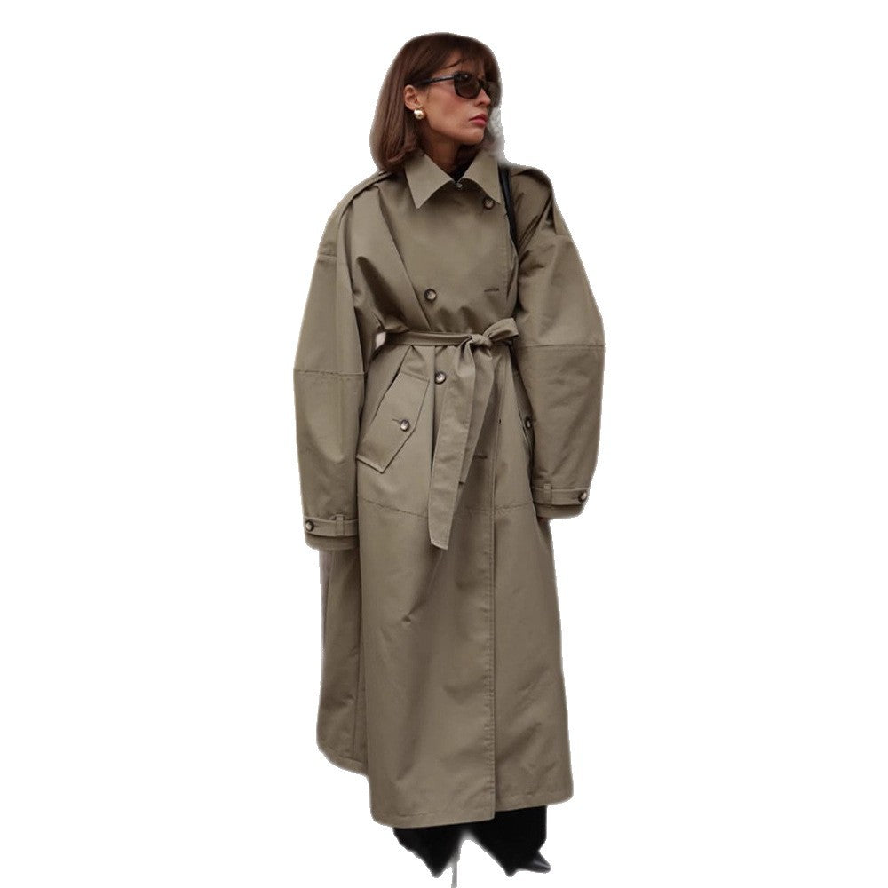 Damen Trenchcoat mit Bindegürtel und praktischen Taschen Drune