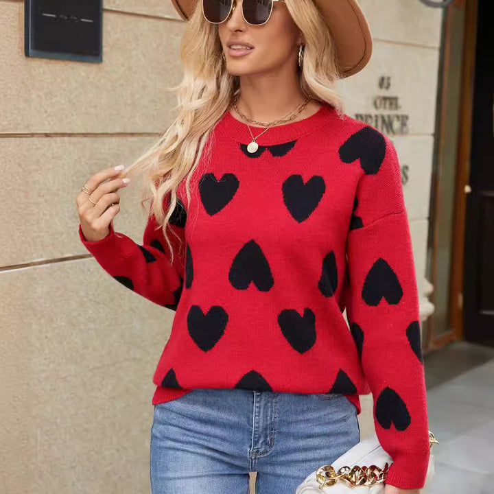 Damen Pullover mit Herzmuster Drune