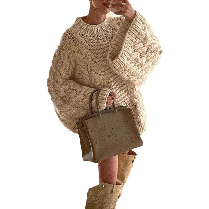 Damen Grobstrickpullover mit modernen Zopfdetails Drune