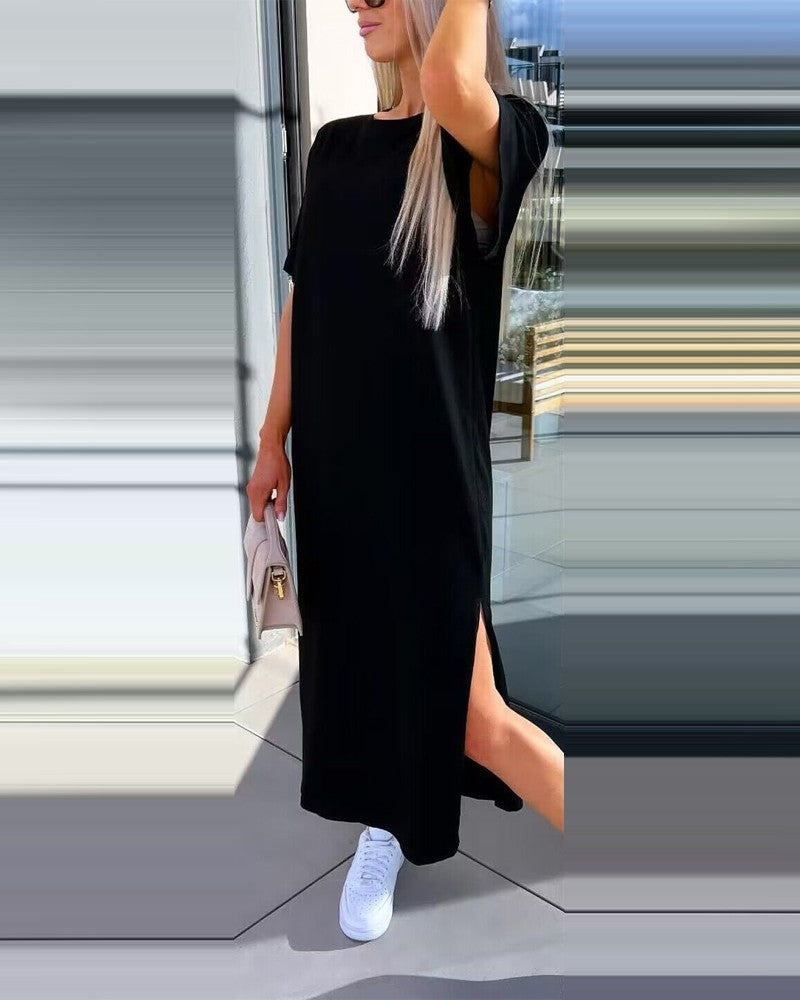 Damen Oversized Midi T-Shirt Kleid Drune