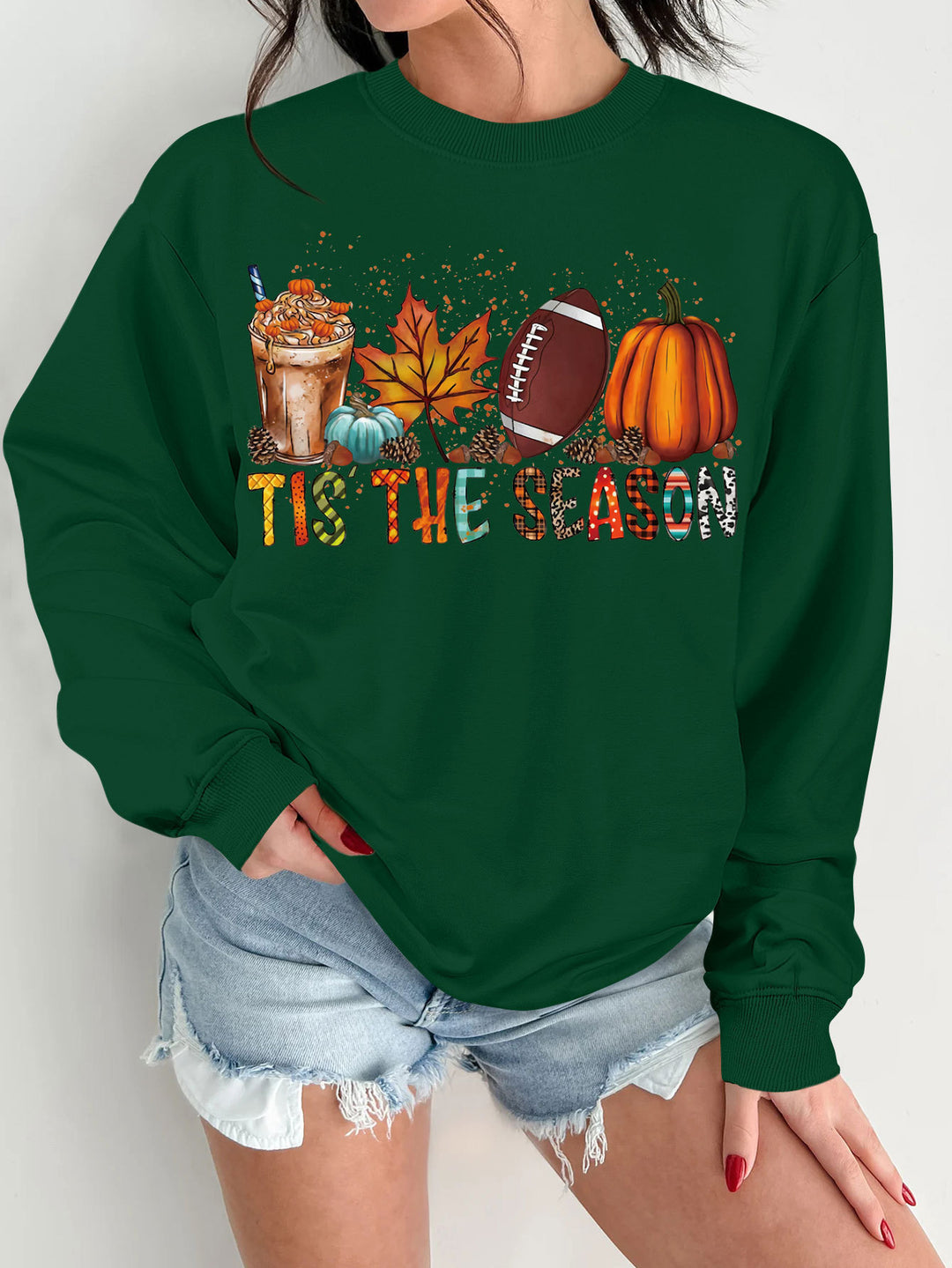 Damen Sweatshirt mit herbstlichem Motiv und lässigem Schnitt Drune