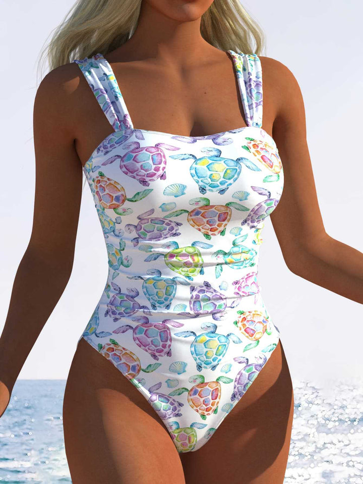 Damen Einteiliger Badeanzug mit innovativem Animal-Print und hohem Beinausschnitt Drune