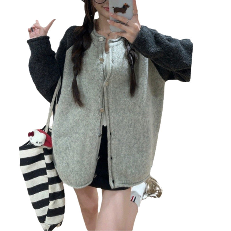 Damen wollene Oversized Jacke mit Knopfverschluss und lässigem Schnitt Drune