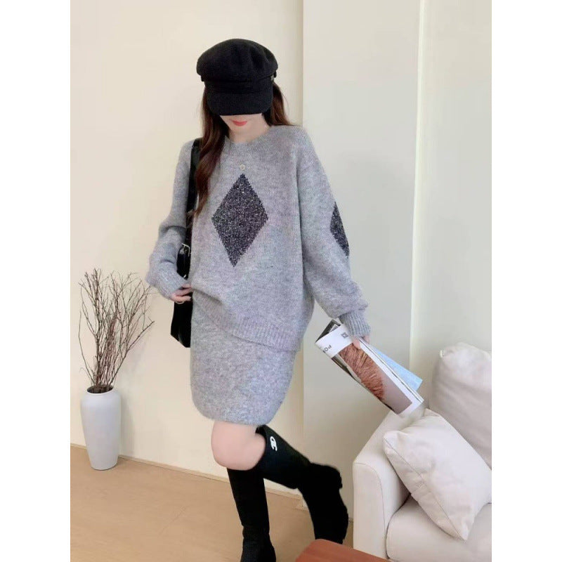 Damen Strickpullover mit funkelnden Diamantdetails und lässigem Schnitt Drune