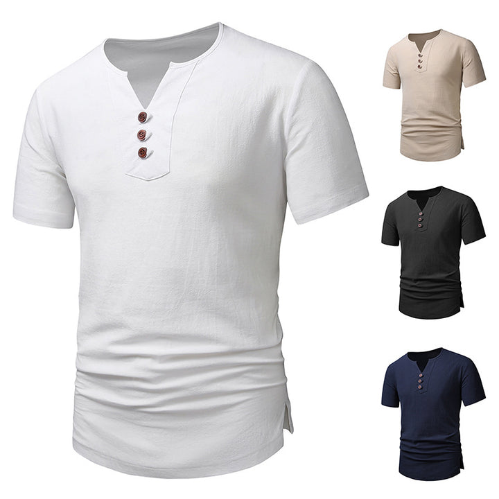 Herren Klassisches Lässiges Henley T-Shirt Drune