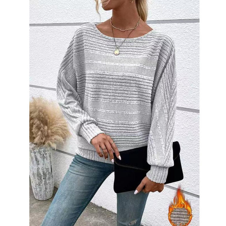 Damen lässiger Strukturpullover mit weitem Schnitt Drune