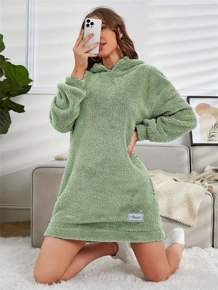 Damen Kuscheliges Hoodie-Kleid Drune