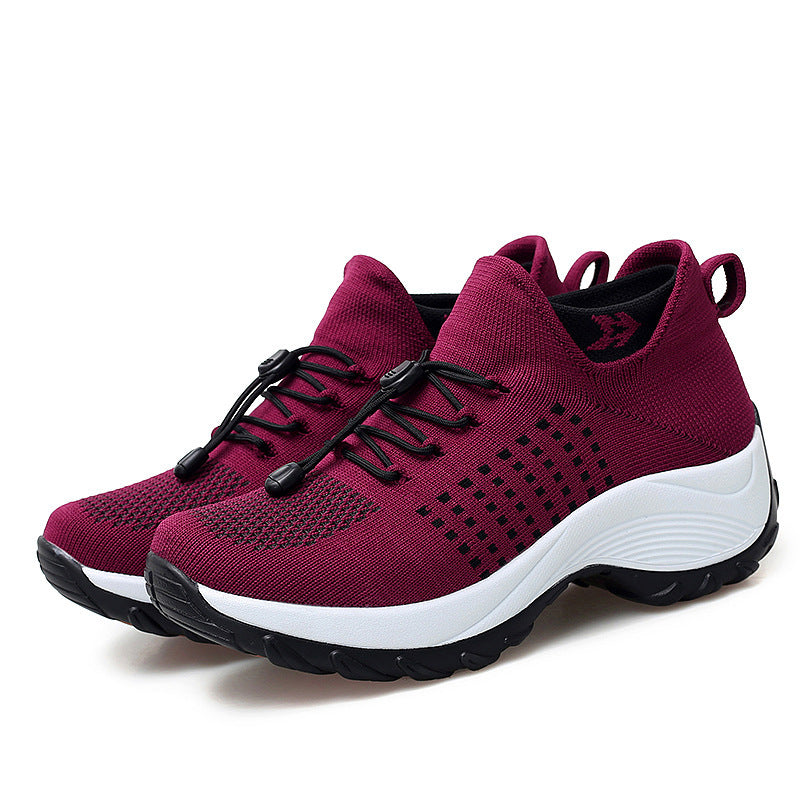 Damen nan gestrickter sockenähnlicher Sportschuh mit elastischem Schaft und stoßdämpfender Laufsohle Drune