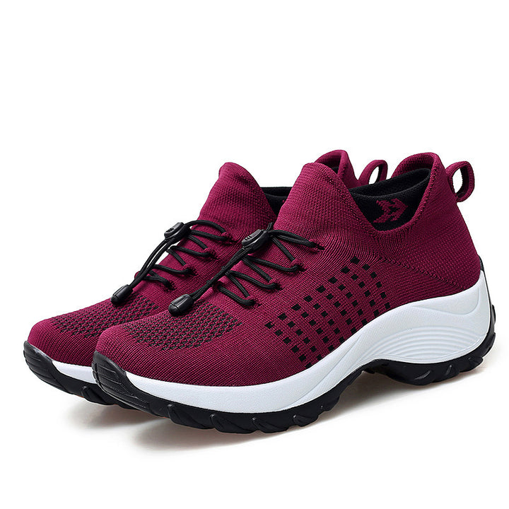 Damen nan gestrickter sockenähnlicher Sportschuh mit elastischem Schaft und stoßdämpfender Laufsohle Drune