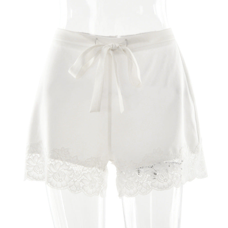 Damen Luxus Nachtshorts mit eleganter Spitzendetail Drune