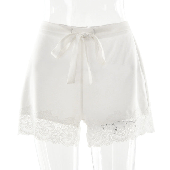 Damen Luxus Nachtshorts mit eleganter Spitzendetail Drune