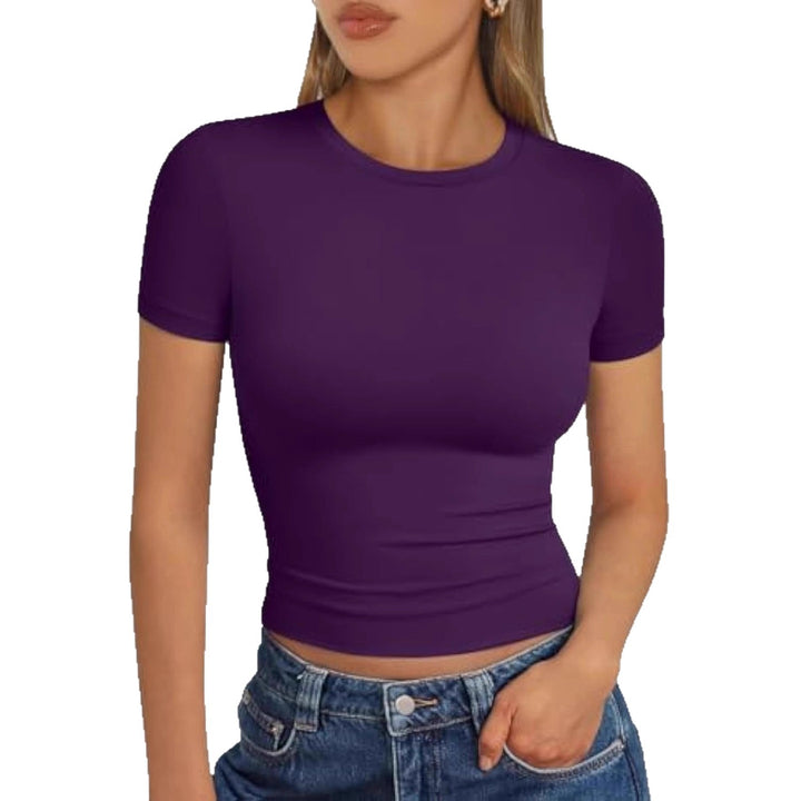 Damen figurbetontes Kurzarmshirt aus elastischem Material Drune