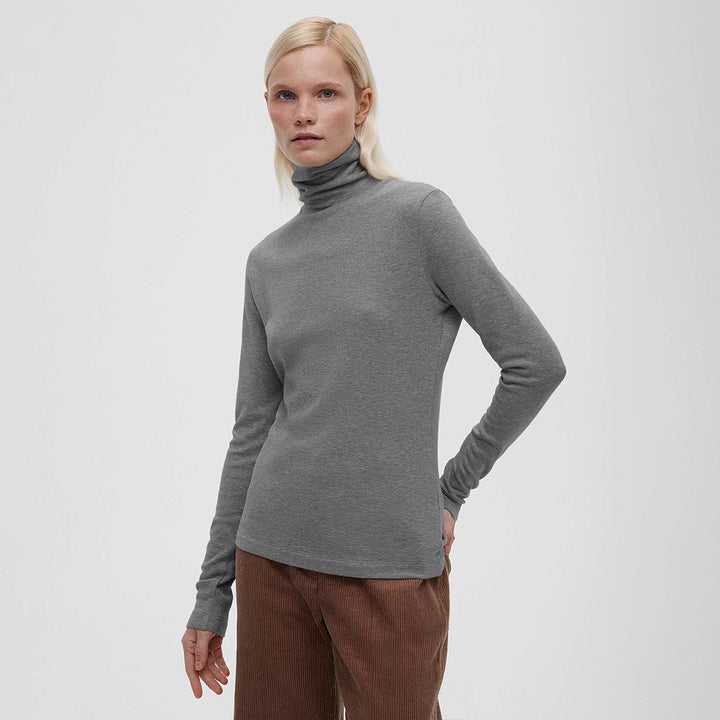 Damen Hochwertiger Rollkragenpullover aus weiterer Baumwolle mit langem Arm Drune