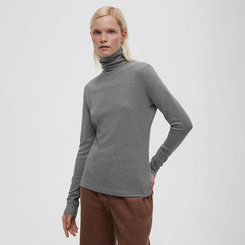 Damen Hochwertiger Rollkragenpullover aus weiterer Baumwolle mit langem Arm Drune