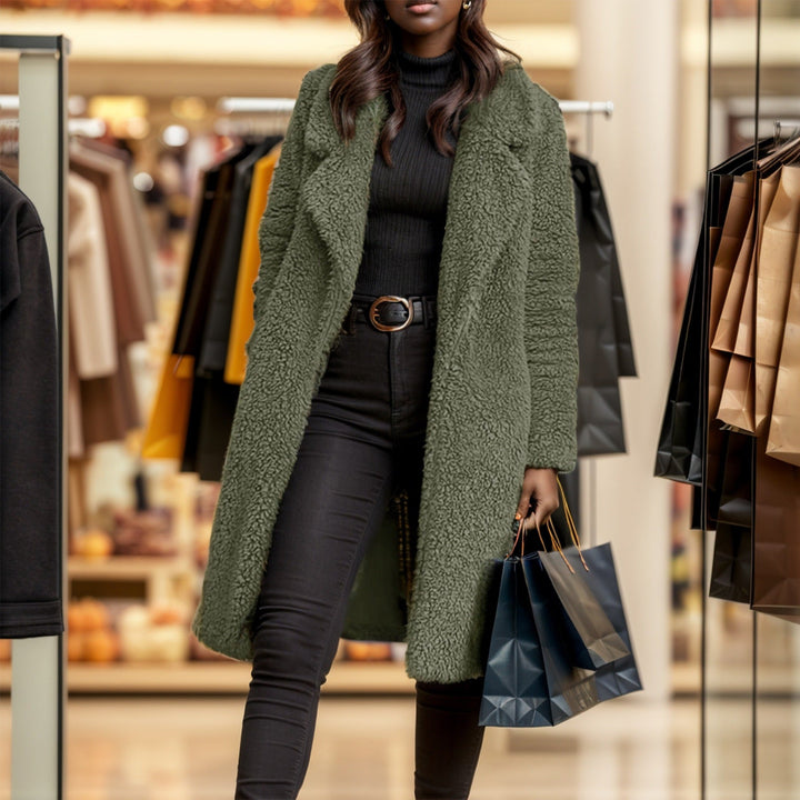 Drune | Damen Übergröße Teddyjacke mit Futterkragen