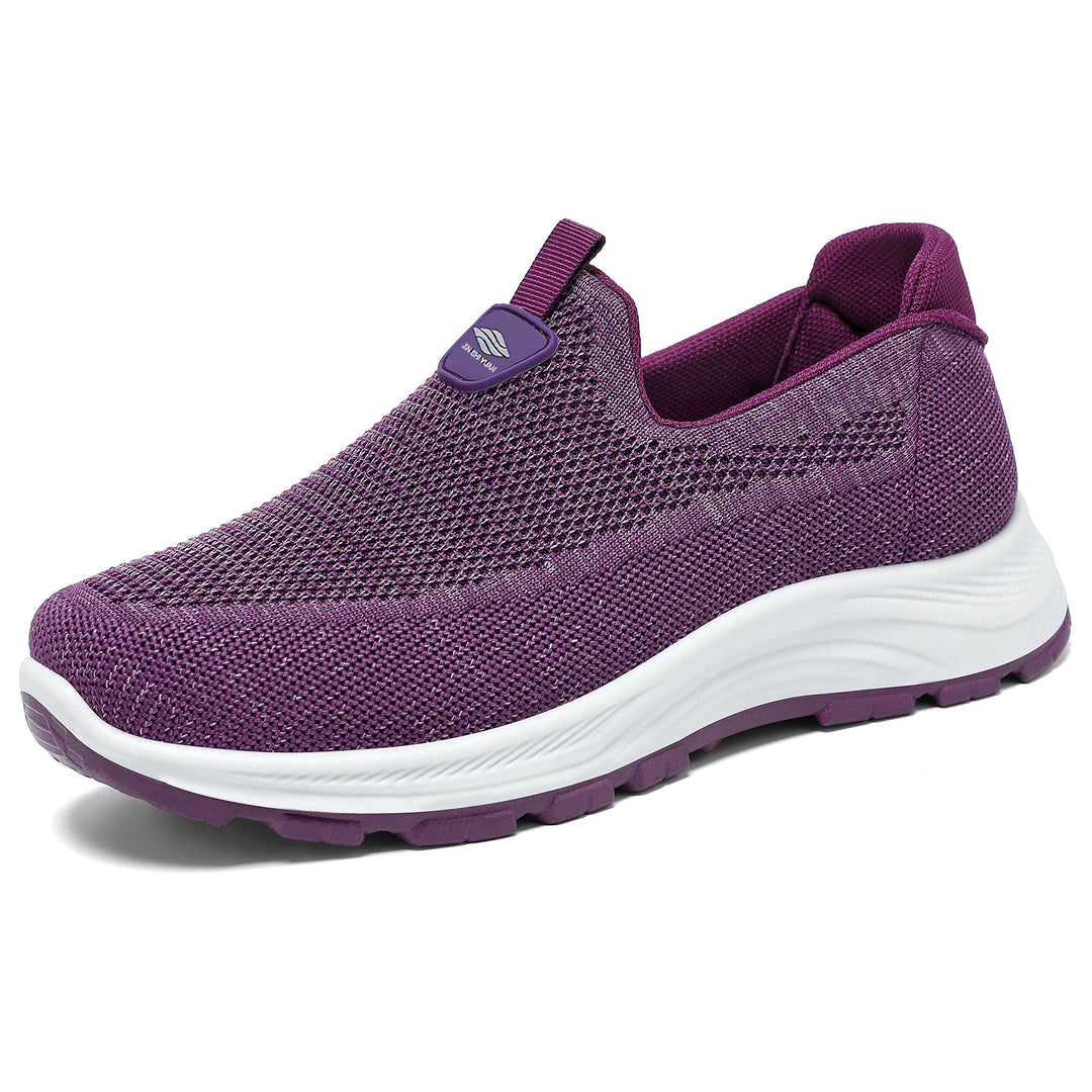 Damen nan nahtloser Strick-Comfort Slip-On Sneaker mit elastischem Einstieg und stoßdämpfender EVA-Zwischensohle Drune