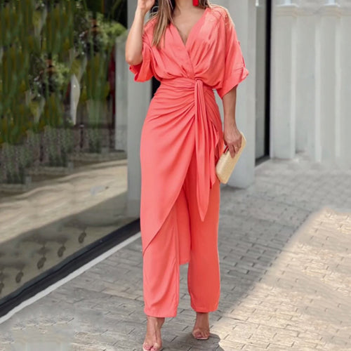 Damen Wickel-Jumpsuit mit elegantem Schnitt und lässigem Flair Drune