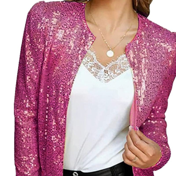 Damen Glamouröser Paillettenjacke mit schimmerndem Effekt und figurbetontem Schnitt Drune