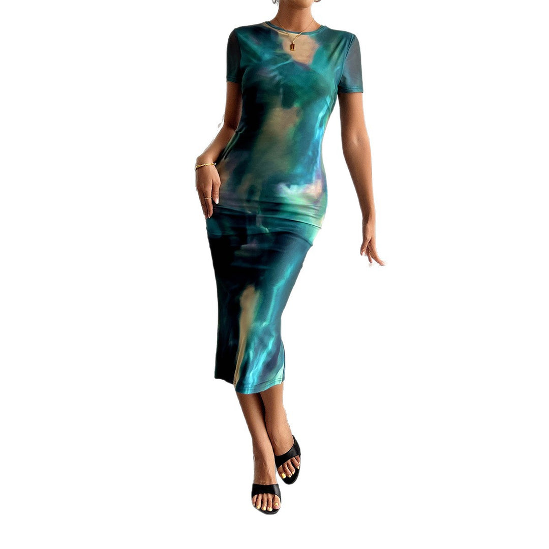 Damen Bodycon Kleid mit modernem Tie-Dye-Muster Drune