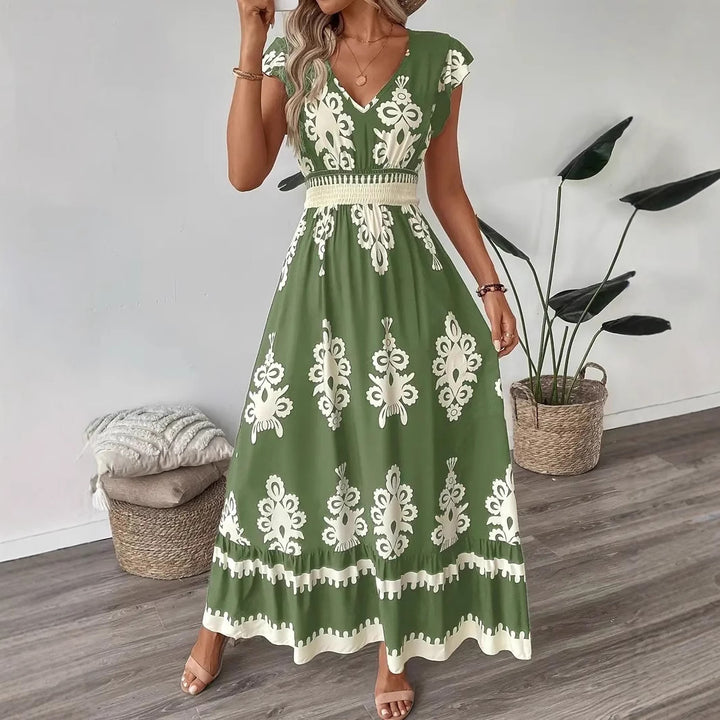 Damen Bohemian Besticktes Maxi Kleid Drune
