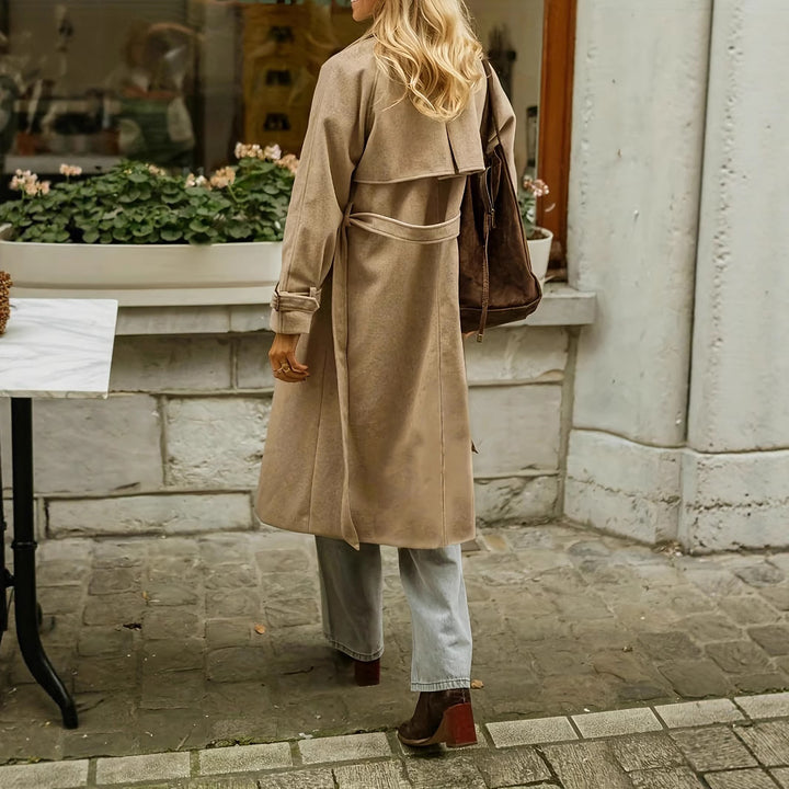 Damen eleganter Wollmantel mit praktischem Gürtel Drune