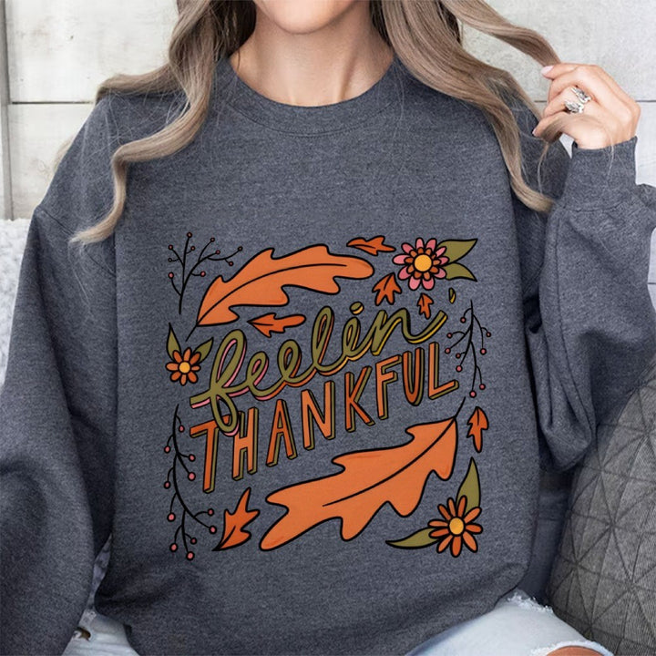 Damen Sweatshirt mit buntem Herbstmotiv und inspirierendem Schriftzug Drune