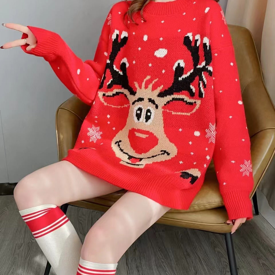 Damen Weihnachts-Pullover mit einzigartigem Rentier-Motiv Drune