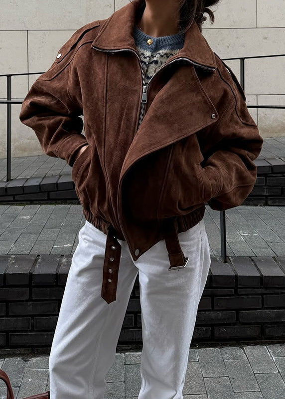 Drune | Wildleder Moto Bomberjacke