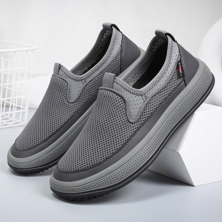 Herren nan atmungsaktiver Slip-On Mesh-Sneaker mit elastischem Einstieg und stoßdämpfender EVA-Plateausohle Drune