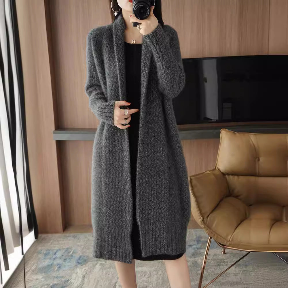 Damen Strickjacke mit modernem Zopfmuster und offenen Front Drune