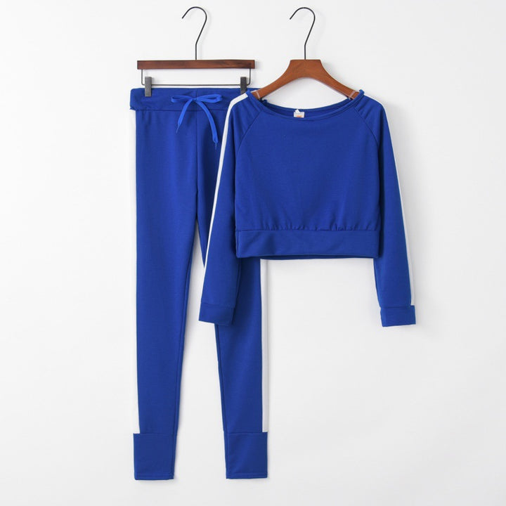 Damen Sportliches Loungewear-Set mit cropped Oberteil und enganliegender Hose Drune