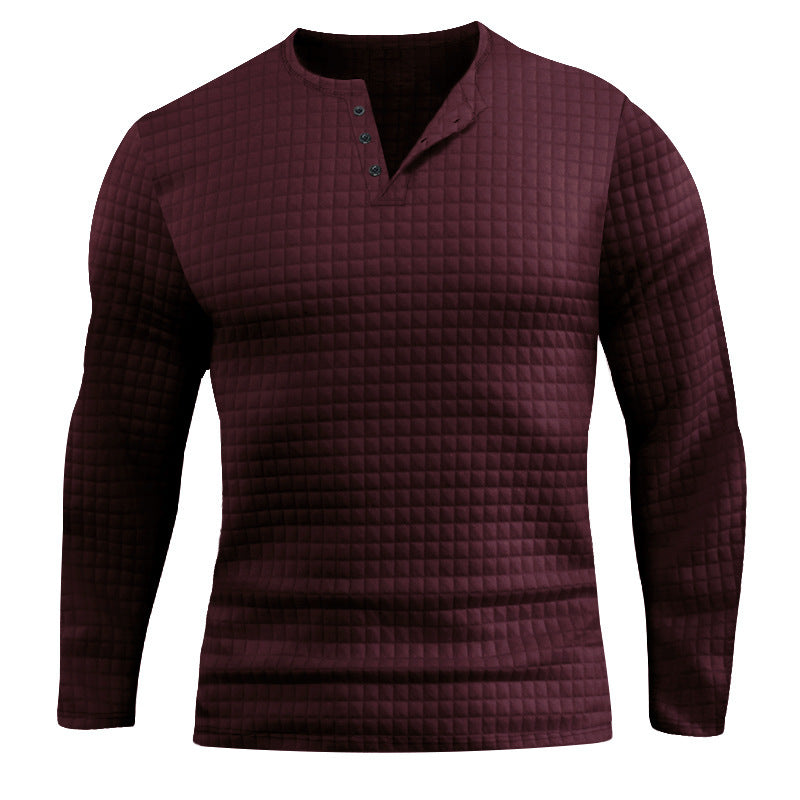 Herren Langarmshirt mit strukturiertem Design und modischem Knopfverschluss Drune