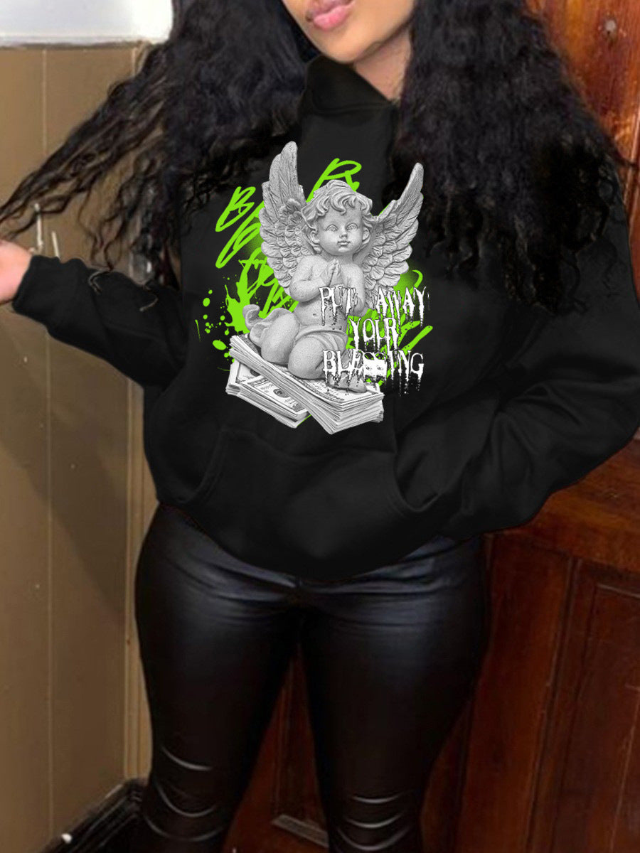 Damen Hoodie mit künstlerischem Engel-Design Drune
