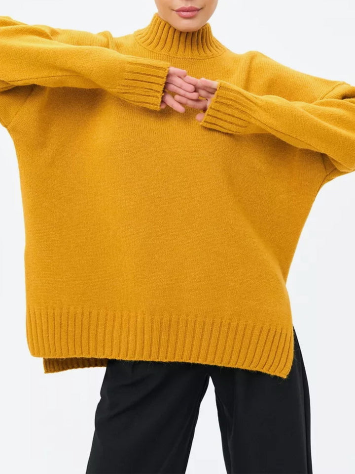 Drune | Pullover Pullover Übergröße Schnitt Gerippter Strick Semi Hoher Hals Fallende Schultern