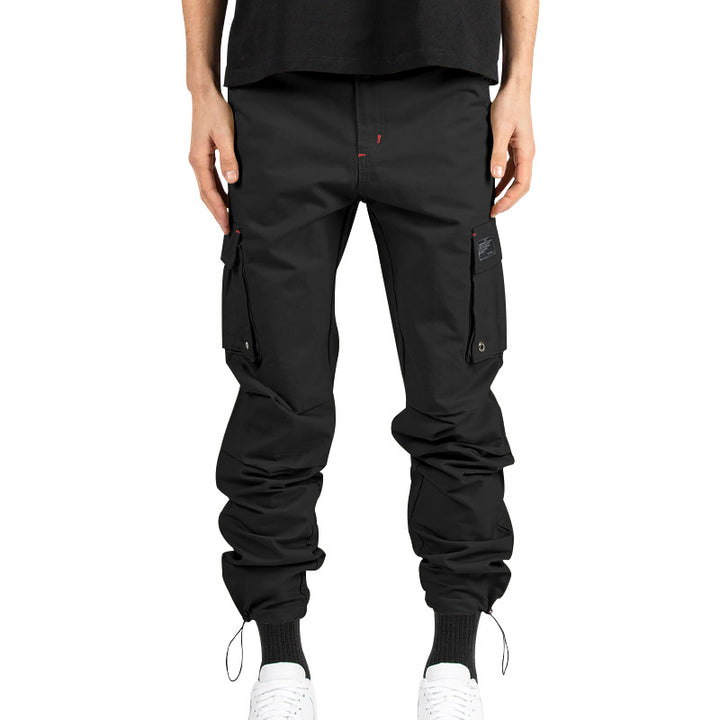Herren nan Multitaschen-Freizeithose aus Baumwoll-Twill mit konischem Bein und verstellbarem Knöchelzug Drune