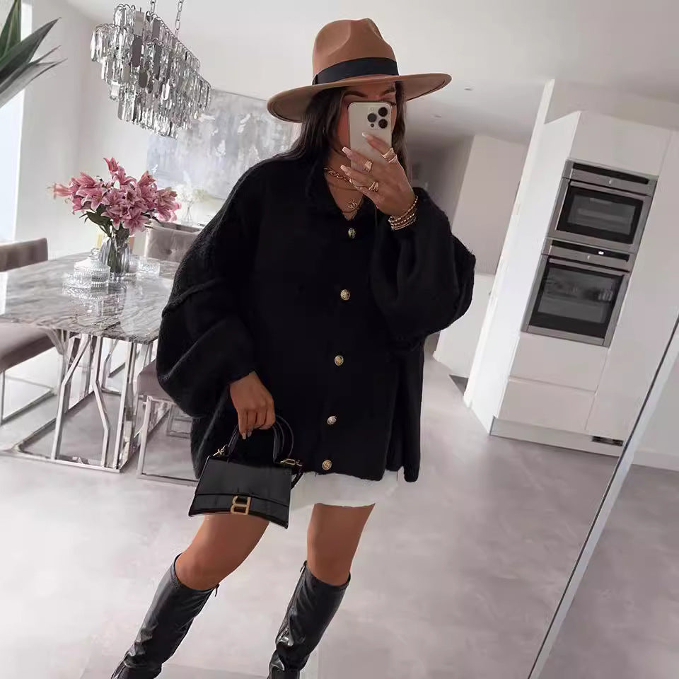 Damen gemütlicher Oversized-Strickpullover mit modernem Schnitt und voluminösen Ärmeln Drune