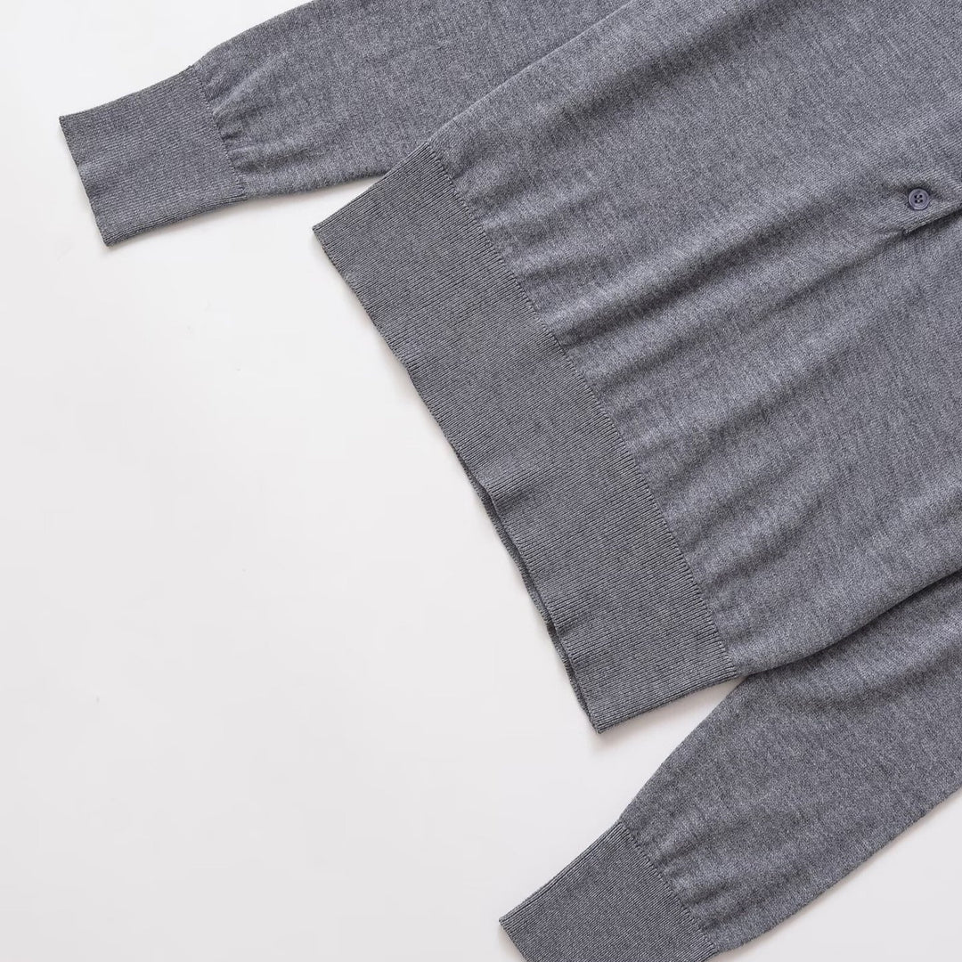 Damen Langarm-Pullover mit Polo-Kragen und knöpfbarem Ausschnitt Drune