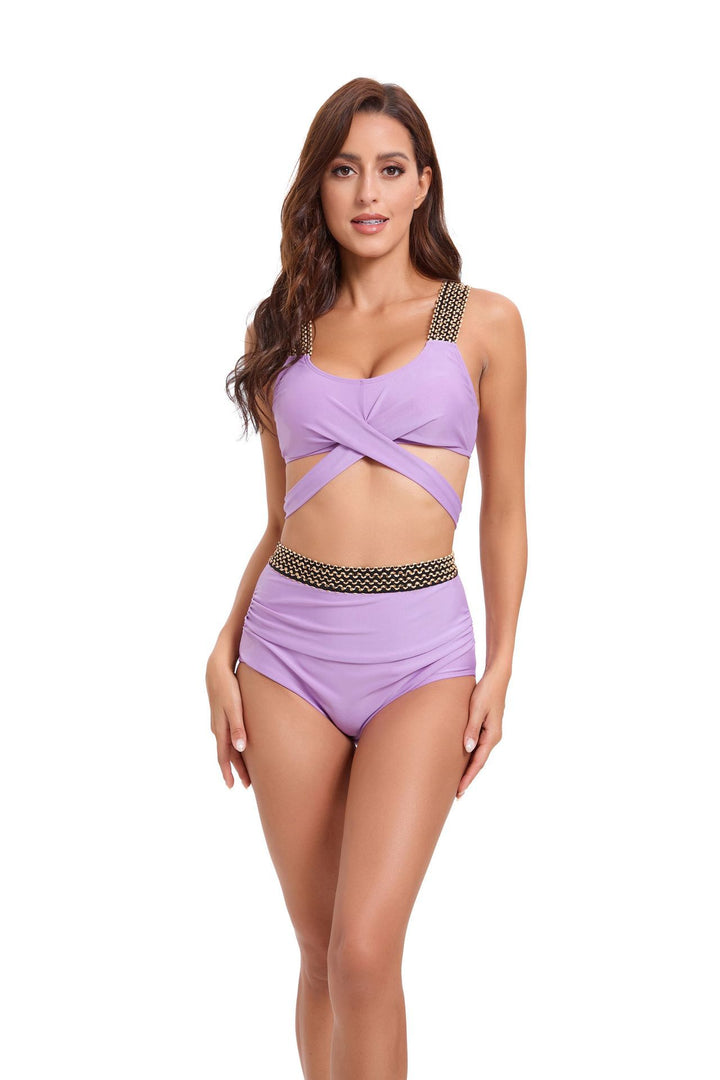 Damen Sportliches Bikini-Set mit raffiniertem Wickeldesign und verstellbaren Trägern Drune