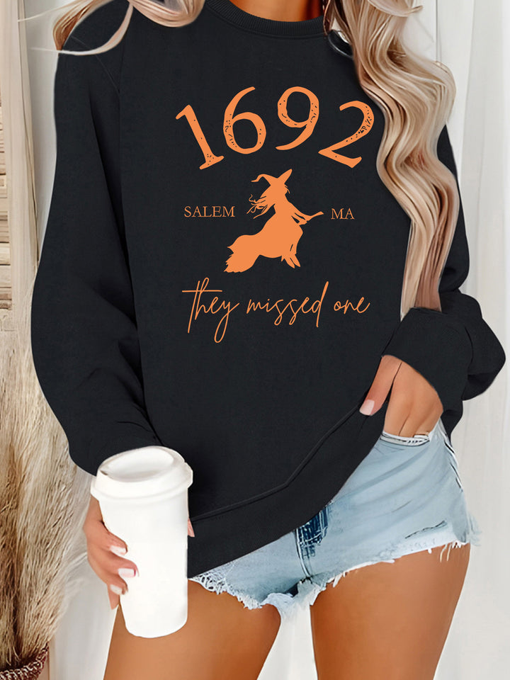 Damen Sweatshirt mit kreativem Witch-Motiv und gemütlichem Schnitt Drune