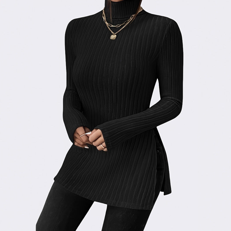 Damen Modischer Rollkragenpullover mit angesagter Rippstruktur Drune