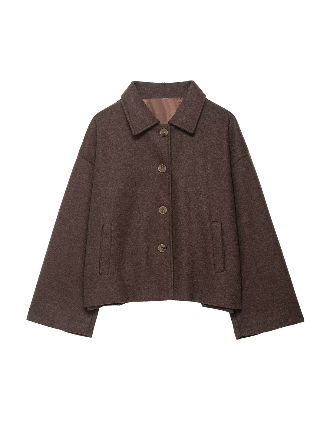 Damen Oversize Wolljacke mit dekorativen Knöpfen Drune